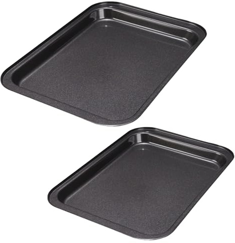 Pack of 2 Baking Trays, Non-Stick Coating Baking Tray, Rectangular Baking Tray, Extendable Cake Tray for Baking, Baking Trays, Cooking and Serving, Baking Tray, Rustproof, Healthy, Easy to Clean