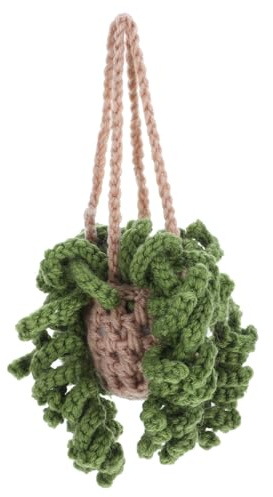 Alipis Crochet Car Hanging Pendant Knitted Plant for Rearview Mirror Car Interior Decor Aesthetic Crochet Ornament for Mirror