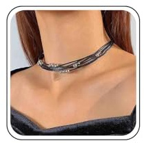 Cybche Collana vintage a strati in pelle Collana con catena in corda cerata nera Collanas con piccole sfere rotonde Collane a collare Collane intrecciate multistrato da surfista Gioielli da donna