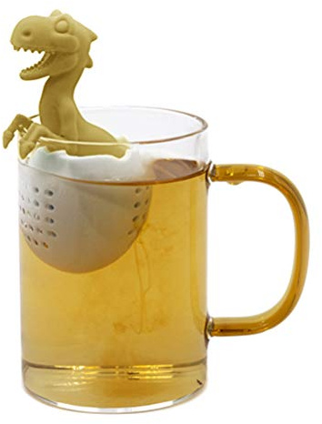 KIMISS Dinosaurs Shaped Silicone Tea Infuser - Heat Resistant Tea Filter for Loose Leaf, & Coffee - Cute Baby Design for Home & Office Use (Yellow)