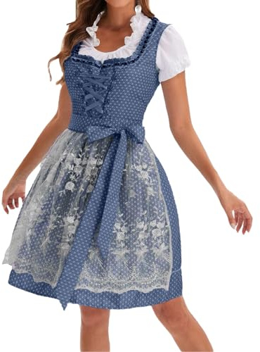 Generisch Robe Dirndl pour Femme Midi Tenue Traditionnelle pour la Fête de la Bière Robe pour Oktoberfest Jupe Dirndl pour Filles Chemisier Dirndl Chemisiers Jupe Fille Chemisier Dirndl pour Occasions