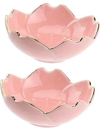 WEKADRIN Bol à Vinaigre En Porcelaine Motif Fleur De Cerisier, Lot De 2, Plat à Trempette Rose, Céramique Solide, Cuisine, Barbecue Et Pique-niques, Assiettes à Sauce Décoratives
