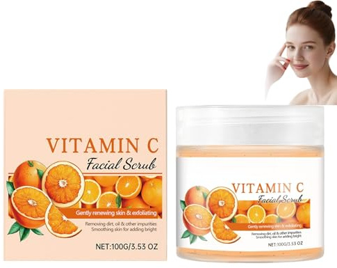Vitamin C Gesichtspeeling, Vitamin C aufhellendes Gesichtspeeling für trockene, fettige Haut, Verbesserung von schwarzen Flecken und Mitessern, gleichmäßiger Hautton, Tiefenreinigung (1pcs)