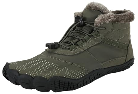Generisch Winter Large Size Men Women Non-Slip Waterproof Warm Plush Snow Boots Five Toe Outdoor Sports Cycling Hiking Cotton Shoes, Army Green, 12 UK