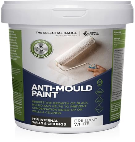 Stonecare4u Anti Mould Paint - Brilliant White, 2.5 Litre - For Walls & Ceilings in Bathrooms, Kitchens & Bedrooms. Ultimate Protection Against Dangerous Mould - 5yr Mould Resistance