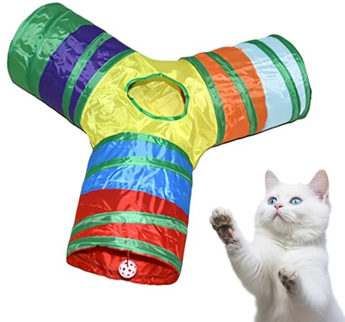 De Juego Para Gatos 3 Vías Plegable Colorido Antigarras Enriquecimiento | Tubo Laberinto Enriquecimiento, Ejercicio, Interior Y Exterior, Gatito Y Mascotas