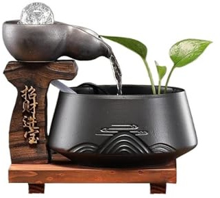 zhangrui1888 Tabletop Fountain Water Fountains Indoor Tabletop Fountain Decor Indoor Waterfall(Gris)