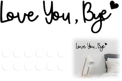 Love You Bye Above Door Sign, Modern Black Letter Wall Art, Wooden Love You Bye Sign for Hallway Stairs, Valentine's Wedding Thanksgiving Gift, Hanging with Sticky Dots