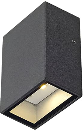 SLV Wandlampe QUAD 70 für die Außenbeleuchtung von Wänden, Wegen, Eingängen, LED Strahler, Wandleuchte, Up- Down-Light, Aussenleuchte, Gartenlampe, Wegeleuchte, Premium LED inside, warmweiß, 4,6 W
