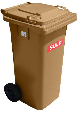 Cubo de basura 2 ruedas, contenedor a basura SULO 120 litros, marrón (22112)