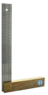 hedue® Tischlerwinkel 300 mm - Rechter Winkel 90 Grad Winkel, Griff aus Nussbaumholz mit rostfreiem Edelstahlblatt 35 mm, Tischler Winkel, Tischler Handwerkzeug