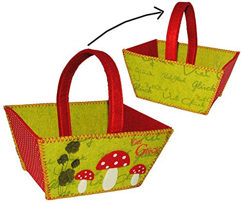 alles-meine.de GmbH Filztasche/Geschenktasche/Aufbewahrungsbox - Viel Glück Glückspilz & Pilz mit Kleeblatt - Filz auch als Filztopf Topf - Taschen Filztaschen für Kinder..