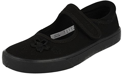 Clarks Girl's Hopper Go School Plimsolls | Durable Canvas Upper | Floral Detailing | Machine Washable | Wide Fit Available