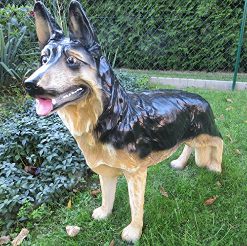 DEKO VERTRIEB BAYERN XL SCHÄFERHUND~LEBENSGROSS~Figur~HUNDEFIGUR LEBENSGRÖSSE~Hund Deluxe Gartendeko ca.80 cm~Garten Dekoration