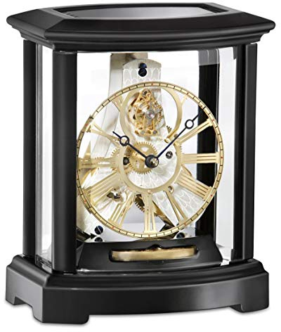 Kieninger Hochwertige mechanische Tischuhr mit Schlüsselaufzug Schwarz 19cm- 1301-96-01