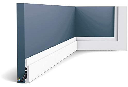 Orac Plinthe SX187 CASCADE Polystyrène extrudé (HDPS) lisse angulaire avec passage de câble prétraité