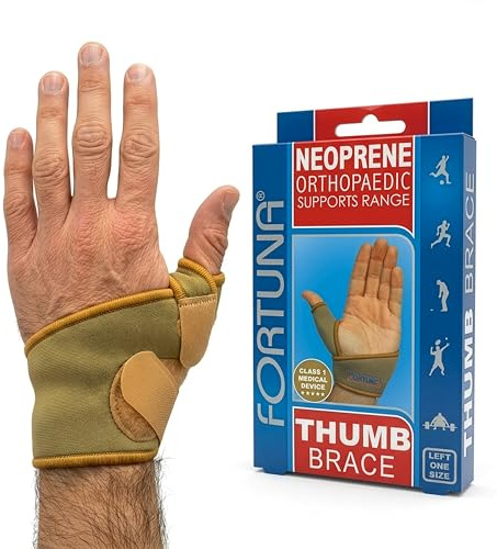 Fortuna Neoprene Thumb Brace – Thumb Support for Arthritis, Carpal Tunnel Relief & Wrist Pain, Universal Fit Left Hand, Compression Bandage & Protector for Hands (Left Thumb - One Size)