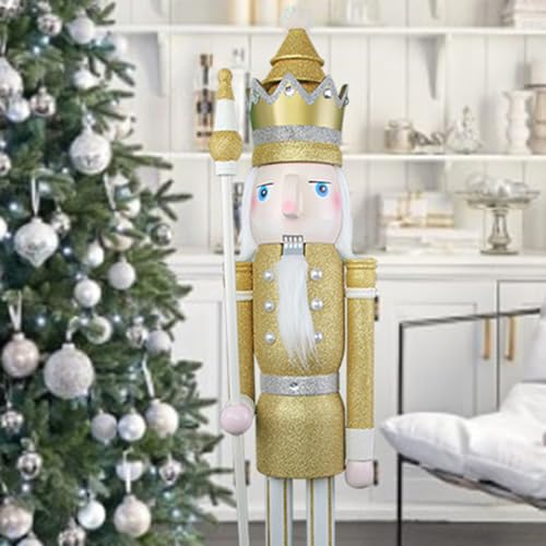 CDL 1,2 m di Altezza Life-Size Christams Nutcracker Large/Gigante Oro Glitter Natalizio in Legno schiaccianoci Soldato Ornamento Natale schiaccianoci Re K29