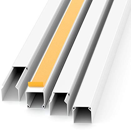 Kabelkanal Selbstklebend Weiss 1m (10 Stk. - 12x12mm klein) - 10m Kabelkanäle mit Schaumklebeband fertig für Montage an der Wand - 12x12mm