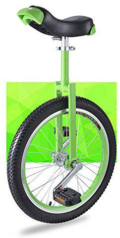 QWEASDF 16, 18, 20, Einrad, Erwachsenentrainer Einrad höhenverstellbar Skidproof Butyl Mountain Reifen Balance Radfahren Heimtrainer Fahrrad,Grün,20″