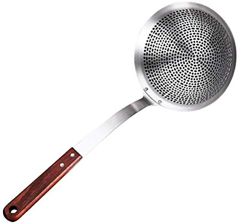 Cabilock Cuchara Filtrante Inoxidable Mango De Madera Colador De Cocina Para Fideos y Frituras Utensilio Práctico Para y Restaurantes