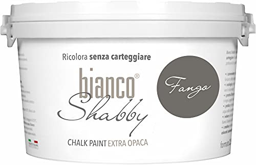 bianco Shabby® Fango (Schlamm) - (2,5 Liter) Chalk Paint Kreidefarbe auf Wasserbasis für alle Oberflächen – geruchsneutral, einfach zu verarbeiten, extra matt