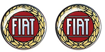 Fiat 21240 3D-Aufkleber, offizielles Logo, rot, Vintage, Durchmesser 12 mm, 2 Stück