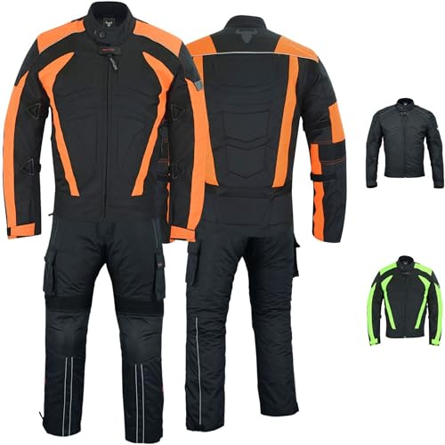BULLDT Herren 2-teiliger Motorradkombi mit CE-Protektoren – Jacke & Cargo Motorradhose, 4-lagig, Winddicht, Abnehmbares Thermofutter, 9 Taschen, Reflektierende Elemente, für Sommer & Winterfahrten