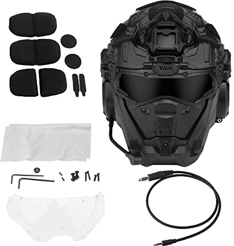ACEXIER Taktischer Sturmhelm II mit Maske Headset Anti-Fog Fan Militärjagd Airsofthelm CS Paintball Vollgesichtsschutzausrüstung