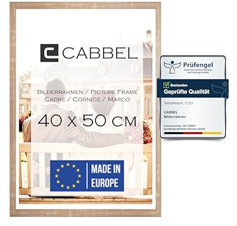 CABBEL Bilderrahmen 40x50 cm, Mokka, stabiles MDF-Holz Rahmen, bruchsicherem Plexi-Glas, zum Aufhängen, ideal für Fotos/Bilder/Collage