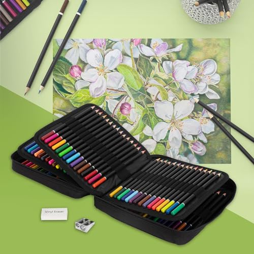 ECD Germany 120 Buntstifte Set, Bleistiftfarben Farbminen mit weichem Kern, Professionelles Zeichnen Set in Reißverschlussetui, Malstifte Farbstifte zum Zeichnen & Ausmalen, Zeichenstifte im Mäppchen