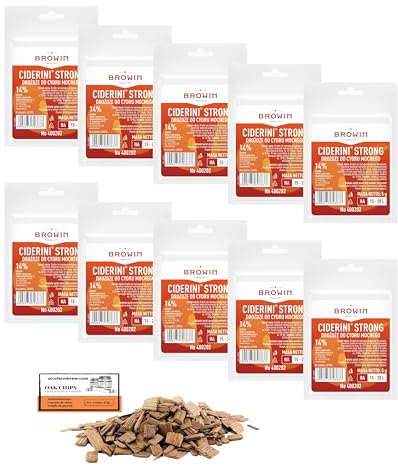10 x Ciderini Apfelweinhefe STRONG 5g/25L + Französische Eichenchips 20g - Hefe zur Apfelweingärung, Hefe für Apfel und Birne, Weinhefe, Cider Hefe