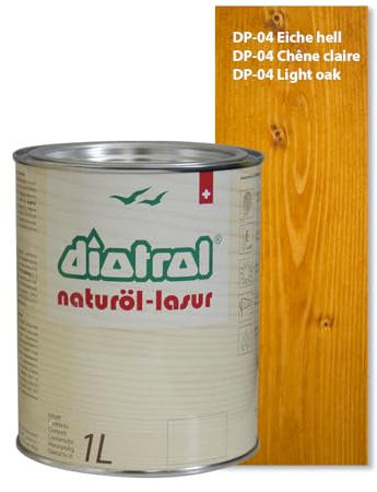 Diotrol Naturöl Lasur 1 Liter Profi Holzlasur Außen wetterfest | Natürliche & umweltfreundliche Lasur für Holz | Premium Holzschutzlasur Eiche hell