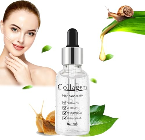 Gesichtsserum, Serum mit Schneckenschleim und Hyaluron Hochdosiert, Hyaluron Serum, Hautberuhigendes, Anti-Aging, Feuchtigkeitspflege für Ein Strahlendes Aussehen,Vegane Naturkosmetik, 30ML