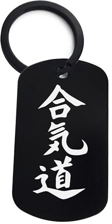 Lauthings Aikido Japan kampsport, nyckelring stift ståletikett, nyckelhållare, Svart, en storlek