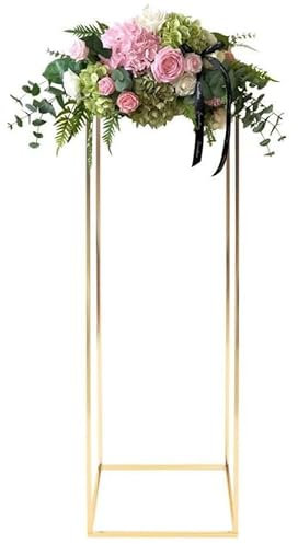 Taozhiyy Support de fleurs sur pied - Vase doré avec plaque acrylique - Grand centre de table de mariage - Vase à fleurs en métal pour fiançailles, anniversaire, fête, maison - 100 cm de haut