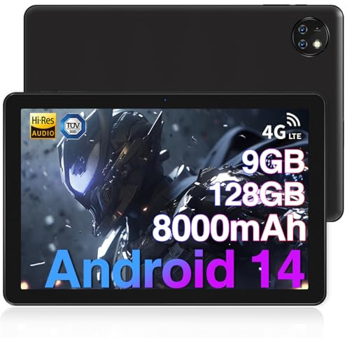 DOOGEE T10W Android Tablet 10 Zoll, Android 14 Quad Core Tablet, 9GB RAM+128GB ROM/TF 1TB, HD Touchscreen, Tablet mit 8000 mAh, Widevine L1 | OTG | GPS | BT 5.0 | Dual-SIM | WiFi-6 | 2MP+5MP