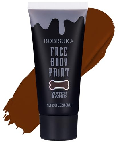 BOBISUKA Brown Face Body Paint, Water Based Face Painting for Art Theater Halloween Party Cosplay Clown SFX Makeup for Women Adults, Non-Toxic Washable