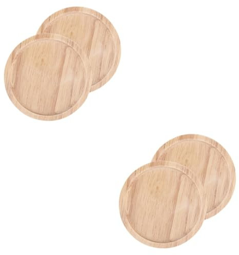 Amosfun 4 Stück Untersetzer Tisch Tasse Matte Getränkebecherauflage Tassenunterlage Tischsets Teetassenmatte Isolierte Körbchenauflage Disc-schüssel-Pads Esstisch Platzsets Hölzern Khaki