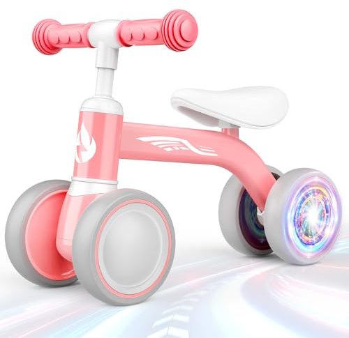 HappyGoLucky Laufrad ab 1 2 Jahr, Baby Lauflernrad Spielzeug ab 10-24 Monate Mädchen, Farbige Reifen, Ultraleicht, Kinderspielzeug Geschenk 1 2 Jahr Mädchen Junge