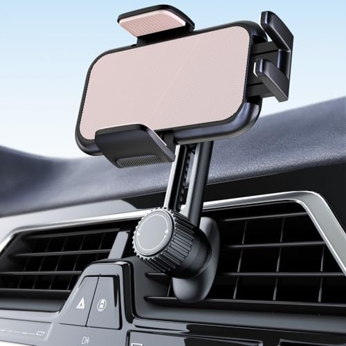 Holdersafe Phone Mount for Car Vent: [Never Blocking] Air Vent Cell Phones Holder for iPhone & Samsung Android Smartphone [Thick Cases Friendly] Hands-Free Auto Mobile Phone Stand (Pink)