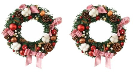 Nishiyuenyi Weihnachtskranz mit Rosa Schleife für Fenster Und Tür