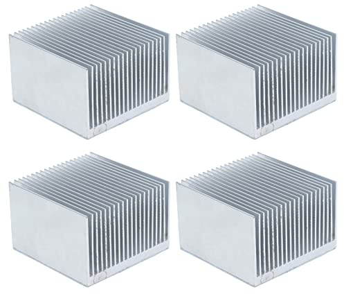 Culnflun Alette di Raffreddamento in Alluminio, Kit Dissipatore di Calore per Radiatore del Dissipatore di Calore, 4 Pezzi Efficienti per Modulo CPU Elettronica 60x60x39mm (With adhesive backing)