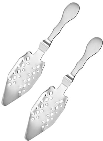 Cabilock Cuchara De Absenta De Acero Inoxidable 304 Hueca, Multifunción, Juego De 2 Piezas, Color Plateado, Para Preparar Absenta, Filtro Para Azúcar, Uso Barra y Coctelería