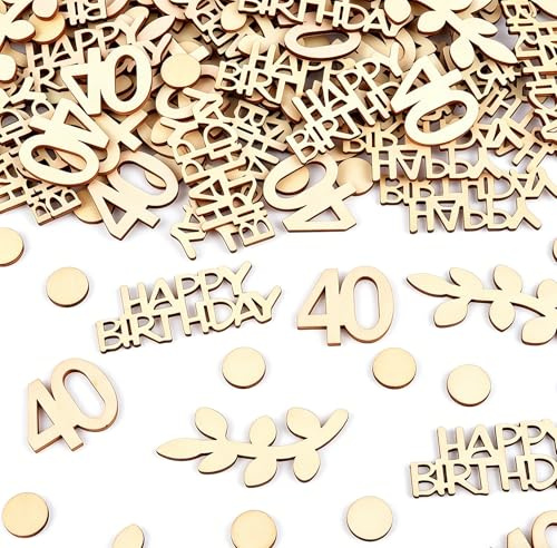 100 Stück Konfetti Holz Geburtstagsdeko, Tischdeko Geburtstag, 40.ter Geburtstag Streudeko für Mädchen Junge Partys Dekoration