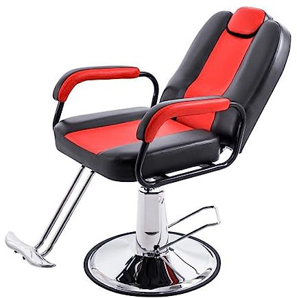Friseurstuhl – Luxuriöser Barberstuhl mit robuster Pumpe für Schönheitssalon, bequeme Rückenlehne, 180 kg Kapazität, robuster Scheibenfuß