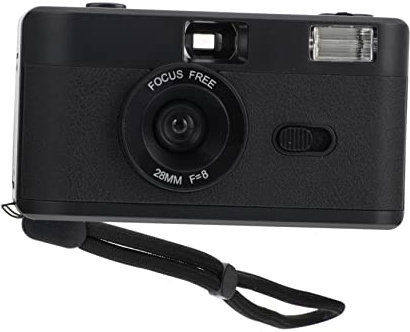 Macchina Fotografica Analogica Vintage Nera in Abs Flash | Riutilizzabile, per Pellicola da 35mm, senza Batteria, Stile Compatto, Accessorio Nero