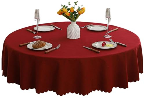 Tischdecke Rund, 140 cm Durchmesser Outdoor Runde Tischdecke, Abwaschbar Elastisch Garten Tischdeck, Kleine Wachstuchtischdecke Rund, für Party, Hochzeiten, Camping(Rot)