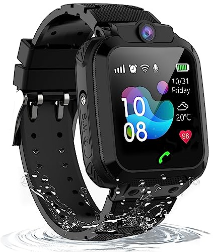 Smartwatch Kinder, Kinder Smartwatch mit GPS und Telefon, GPS Uhr Kindermit IP68 SOS Anruffunktion Voice Chat Spiele Schulmodus Wecker Handy, Smart Watch Geschenke für Jungen Mädchen Studenten