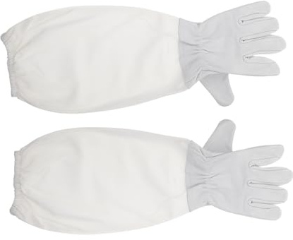 NUOBESTY Lange Schutzhandschuhe für Imker Professionelle Imkerhandschuhe aus Hochwertigem Material Outdoor-handschuhe mit Lammfell Handfläche für Dauerhaften Einsatz